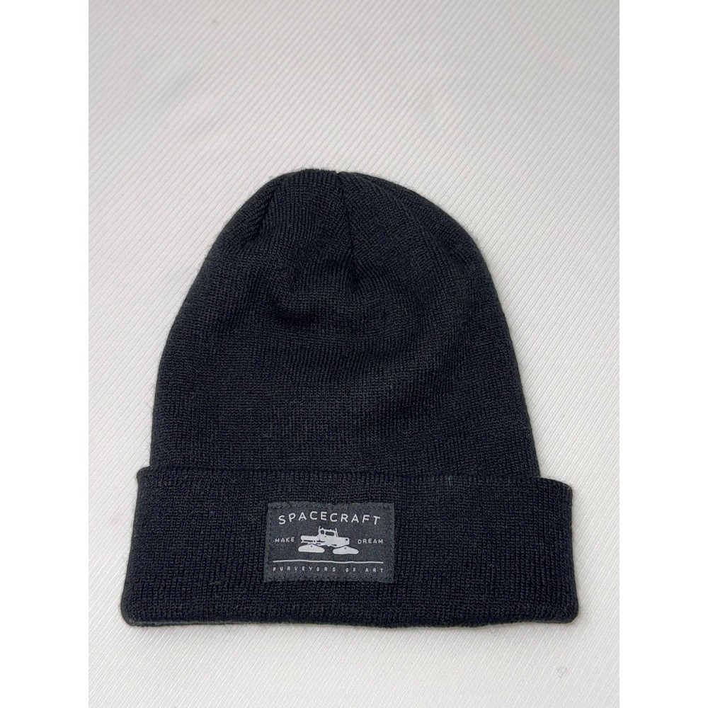 Spacecraft Collective Black Cuffed Beanie Hat Snowcat Make Dream Patch PNW Logo